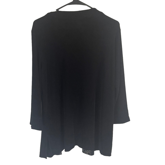 Chico's Size Medium Black Open Front Black Acetate Cardigan - Picture 4 of 7